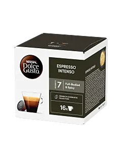 Nescaf&eacute; Espresso Intenso pakke og kapsel til Dolce Gusto

