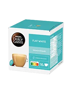 Nescaf&eacute; Flat White package and capsule for Dolce Gusto
