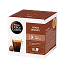 Nescafé Lungo Intenso pakke og kapsel for Dolce Gusto
