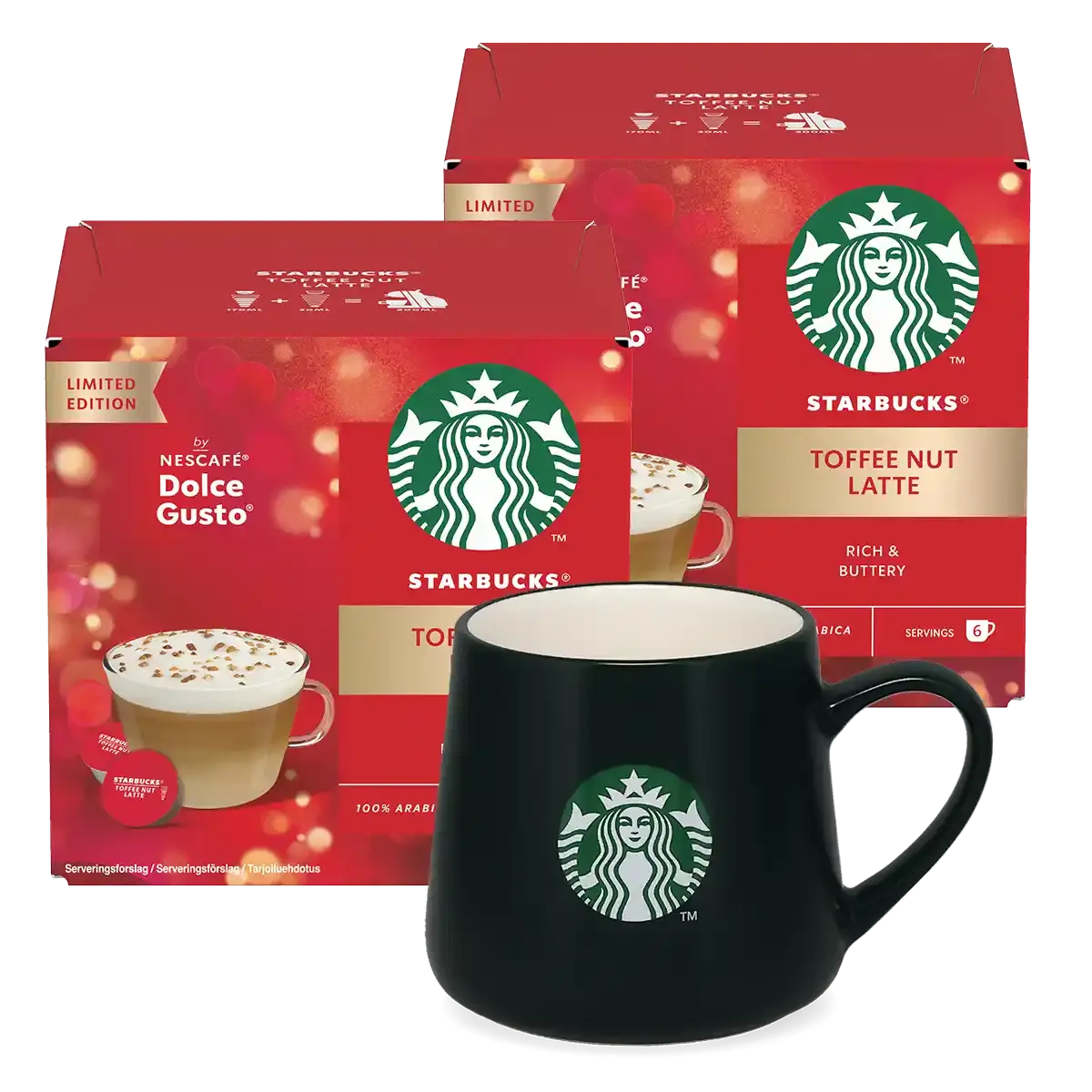 Toffee Nut Latte + mørkegrønt krus-pakke