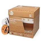 Kaffekapslen Latte Macchiato Caramel pakke og kapsel til Dolce Gusto
