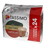 Jacobs Café au Lait Big Pack pakke og kapsel til Tassimo
